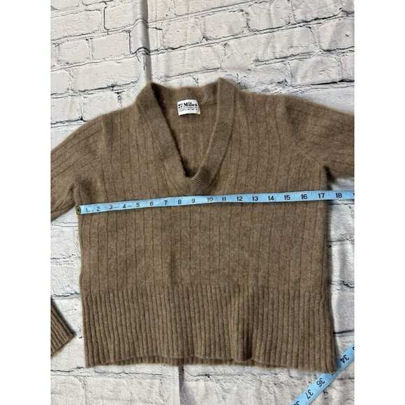 27 Miles Antropology 100% Cashmere Long Sleeve Brown Crop Sweater Size S - Picture 9 of 10